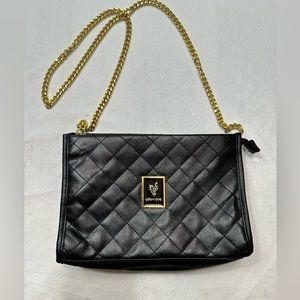 Younique 2018 Collection Make Up Bag Purse Black Quilted Gold Chain Strap